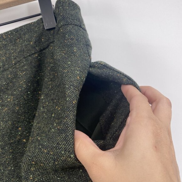 THEORY Size 10 Green Speckled Dots Wool Pleated A-LINE Skirt Pockets VTG Y2K - Picture 6 of 10